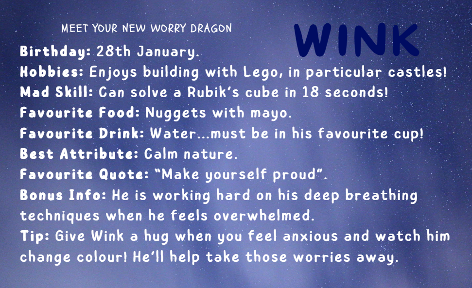 Wink - WORRY Dragon - Blue/White