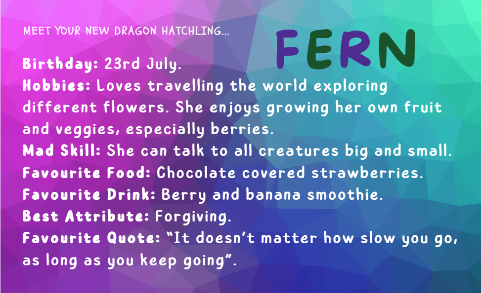 Fern - Dragon Hatchling & Egg Set - Matte Purple/Green