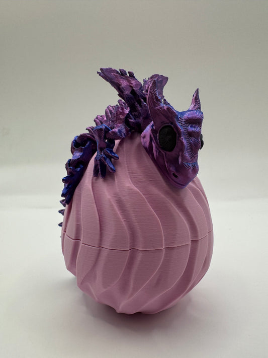 Crystal - Dragon Hatchling & Egg Set - Pink/Blue Metallic