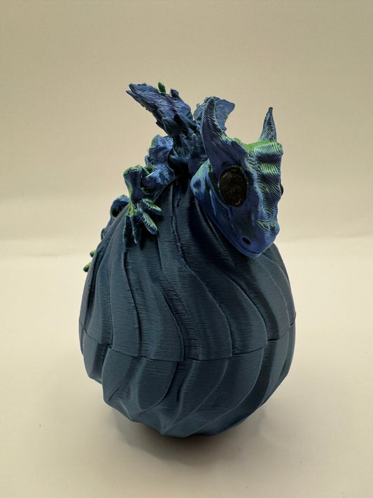 Trance - Dragon Hatchling & Egg Set - Metallic Blue/Green